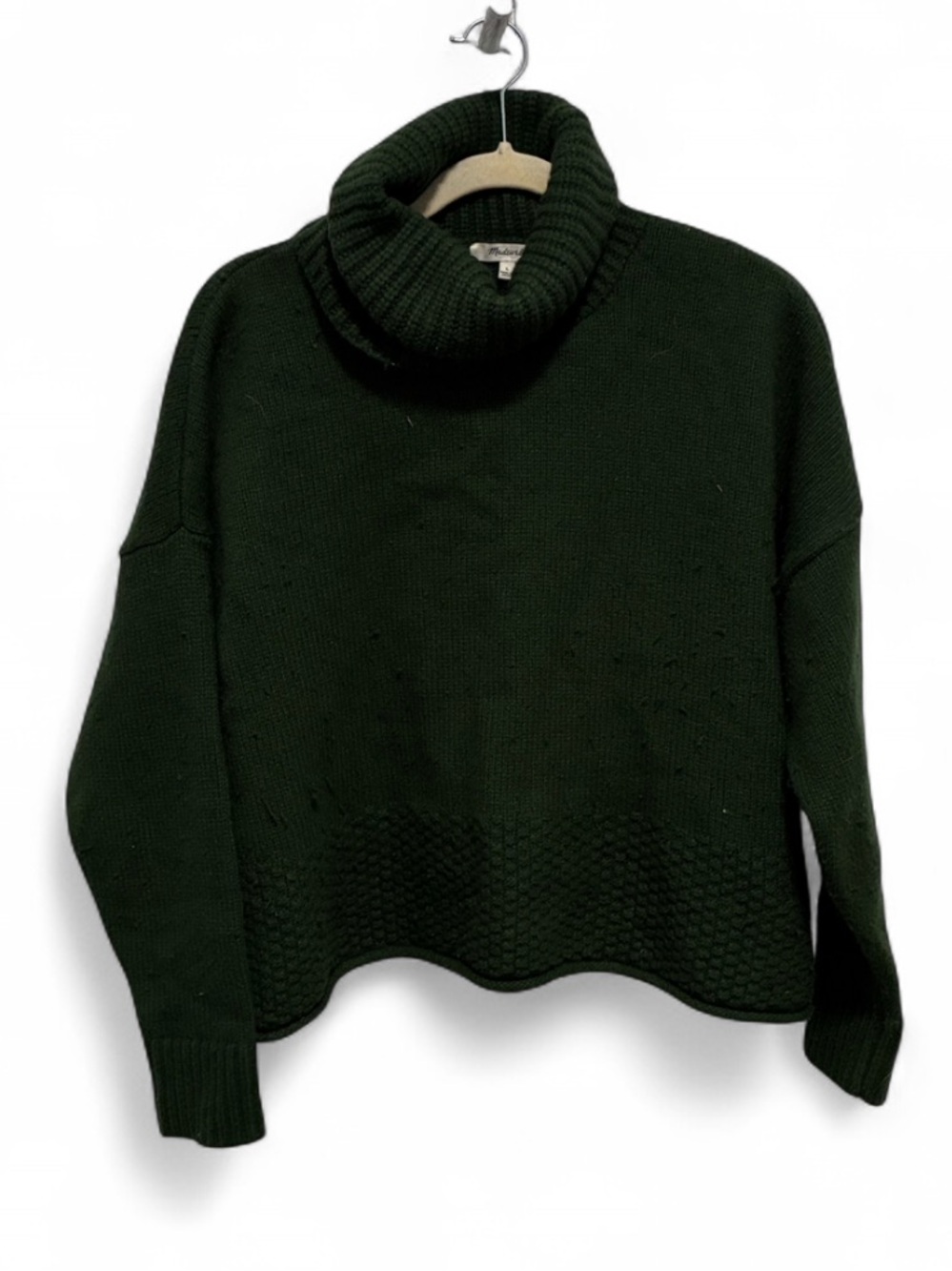 Madewell Sadler Dark Green Wool Blend Turtleneck Sweater